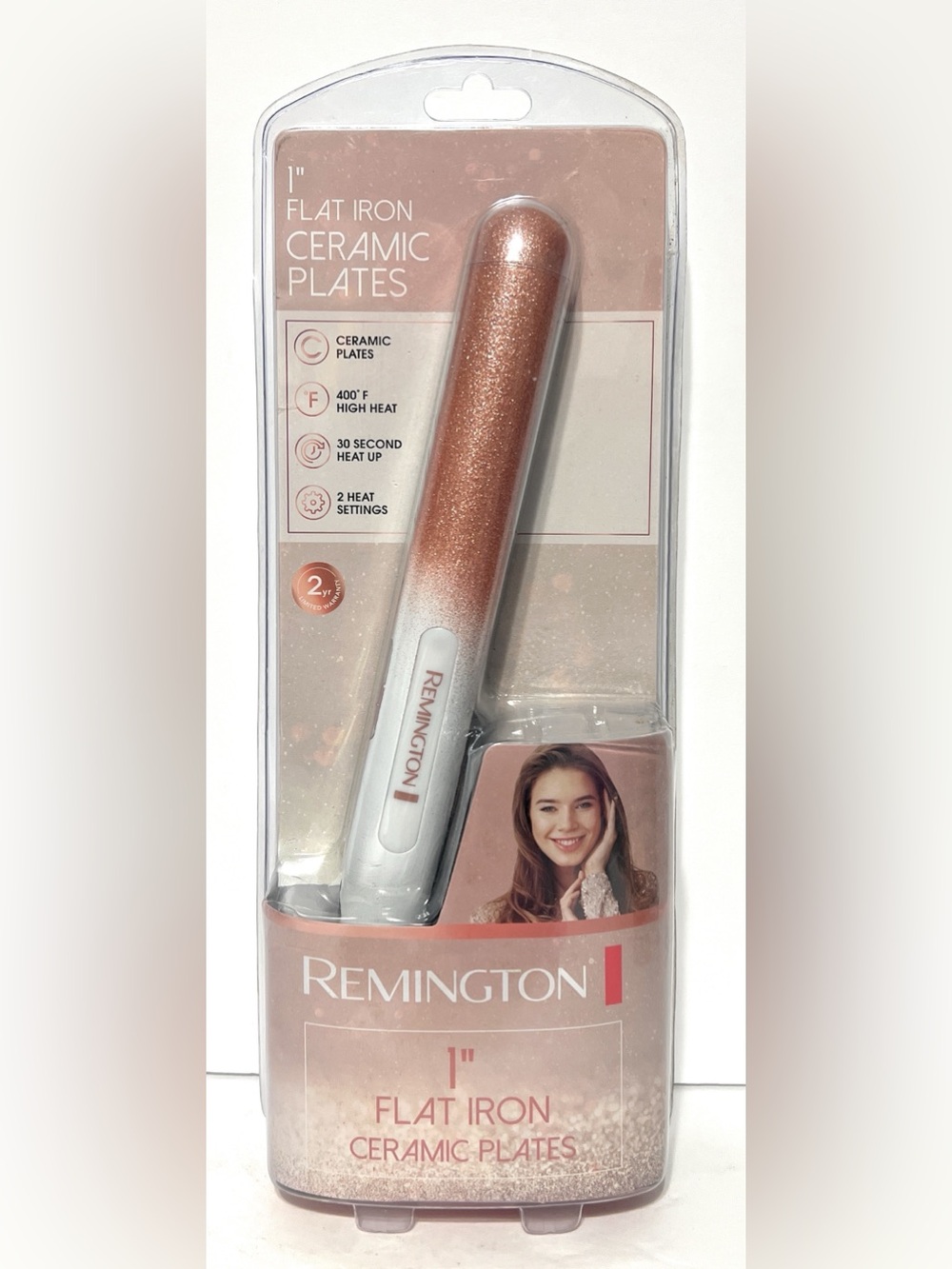 Remington 1" FLAT IRON Ceramic Plates Shimmery Pink